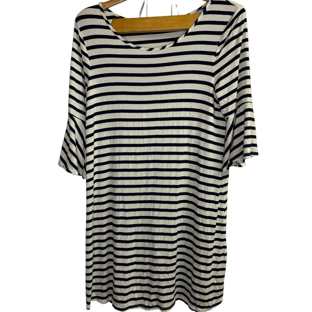 Green Envelope Nordstrom Dress Medium‎ Striped Nautical Knee Casual